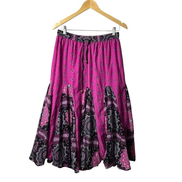Truly 4 U Paisley Print Pleated Skirt Elastic Waist‎ Drawstring Purple Women’s S - Picture 1 of 8